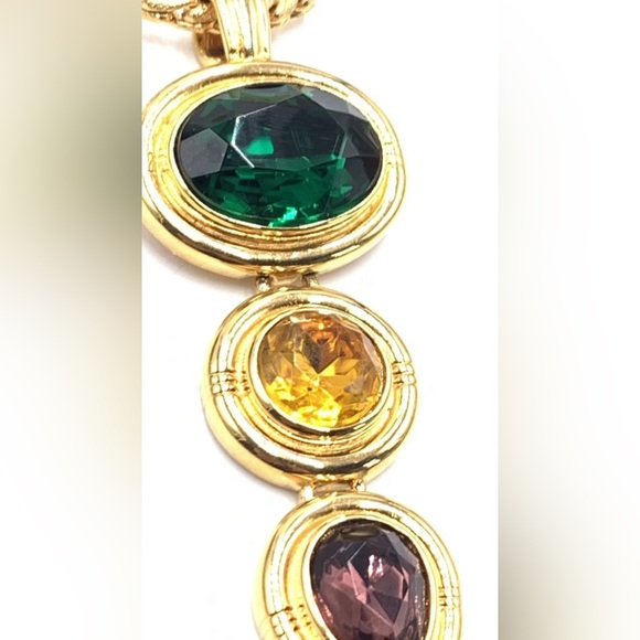 Sandy Miller Burrows SMB Pendant signed gold tone pendant Statement Necklace. - Picture 6 of 8